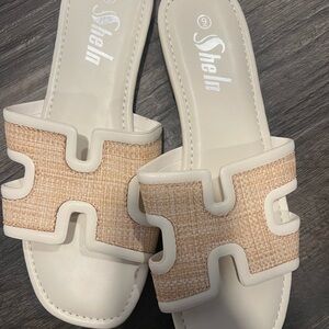 SHEIN Tan and Cream Women's Sandals